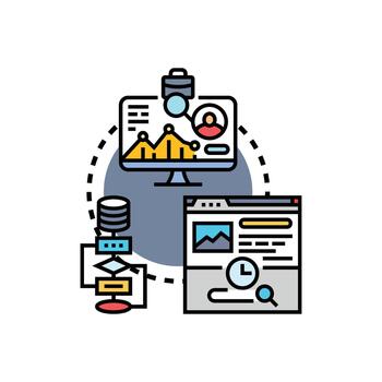 Iniciar sesión datos analítica proceso analizando información diseños flujo de trabajo vector