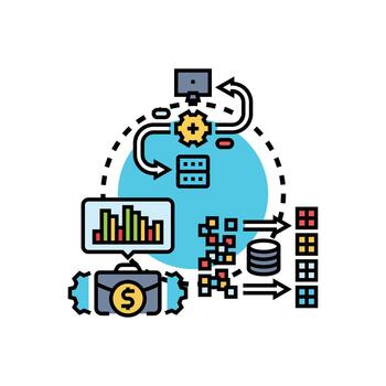 grande datos sistema flujo de trabajo Procesando rango información tecnología vector