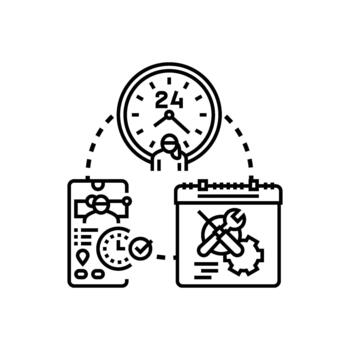 profesor administración hora ahorro software concepto vector