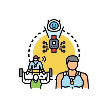 Exercise coach using technology for online training program vector