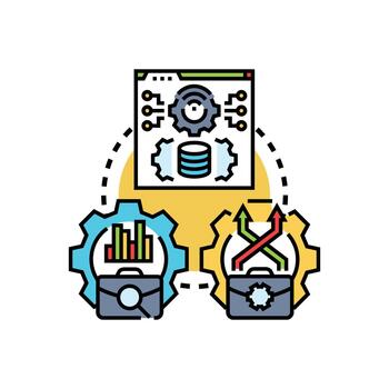 Software deployment workflow process with data automation vector