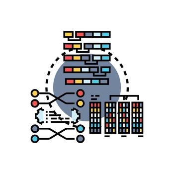 set Bubble sort procedure visualizing data algorithm process simplified vector