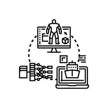 Computer model construction digital engineering software concepts development vector