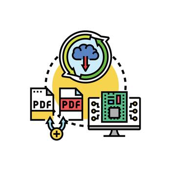 Software update process and data synchronization styles vector