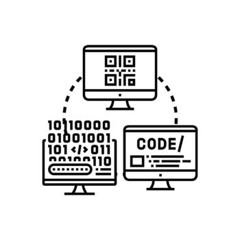 computadora formas código programación codificación tecnología desarrollo concepto vector