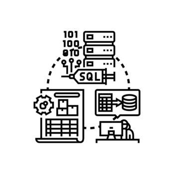 sql datos operaciones conceptos gerente base de datos cambios conjunto de estilos vector