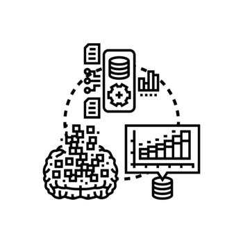 Data stream concept visualizing information processing and styles analysis pack vector