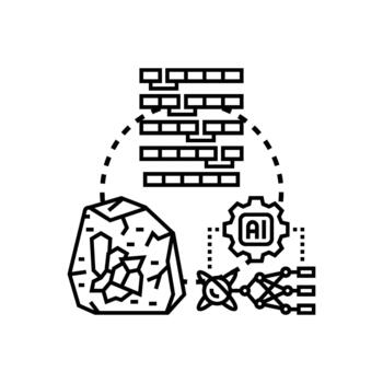 Intermingled data elements simplified variety and artificial intelligence processing vector