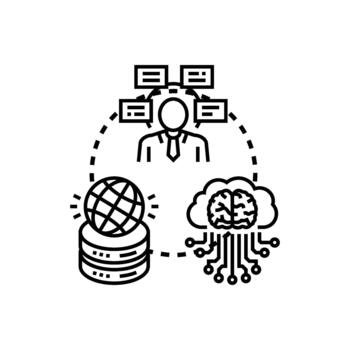 Central processing activity managing global data pack intelligence forms vector