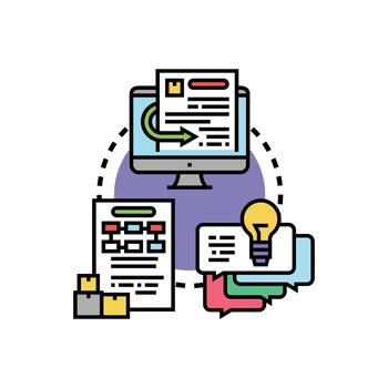 Requesting user variations approval process document workflow. vector
