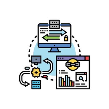 servidor datos edición enlace programación concepto desarrollando vector