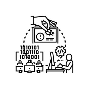 Developer debugging validating software simplified during development process vector