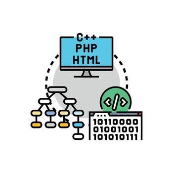 Software language categories development edition programming concept vector