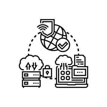 edición red seguridad proteger global nube datos informática vector