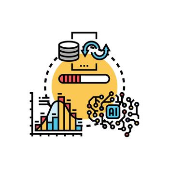 Smart data processing pack analyzing information with artificial intelligence vector