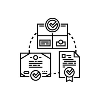 Quality verification process checking variations product documentation vector