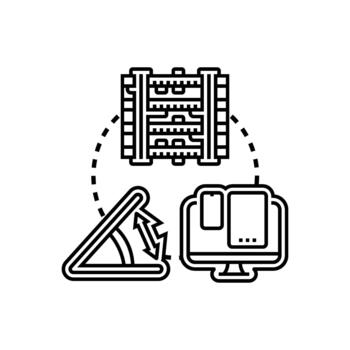 Multi view integrated composition stylized forms responsive design data integration vector