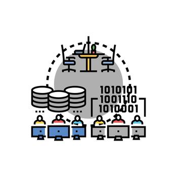 clean Software engineering set workspace designing coding development vector