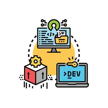 Developer community logo creating coding range programming platforms multipack vector