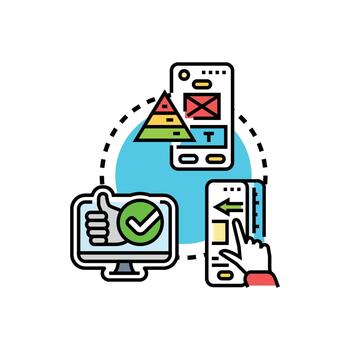 Interface design stylized user experience developing process vector