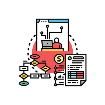 código fluir multiestilo desarrollando proceso con negocio software vector