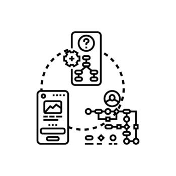 Application interface designing, development, pack user experience workflow vector