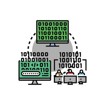 mezcla codificación desarrollo proceso edificio digital soluciones software vector
