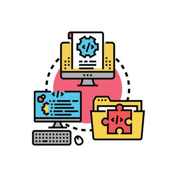 Coding program software development script writing styles vector