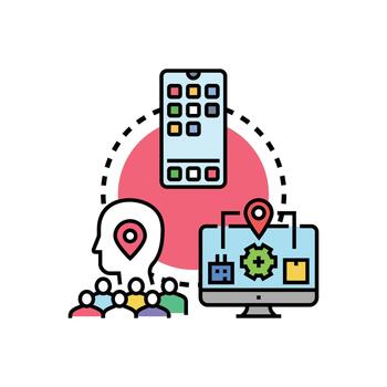 Client side multistyle web application programming development concept vector