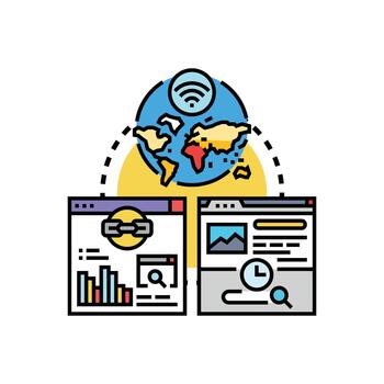 Internet usage variants pattern tracking global data analytics vector