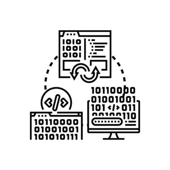 Program code development process, coding, series debugging concepts vector