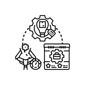 Software engineering implementation developing innovative solutions concept variations styleset vector