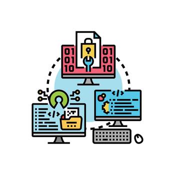 Open source software set library abstract concept developing vector