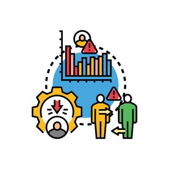 Staff loyalty decrease concept styles with business analytics vector