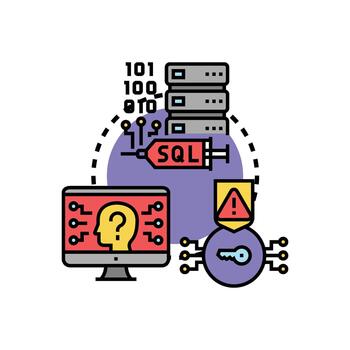 Cyberattack locking data blocking access designs vector
