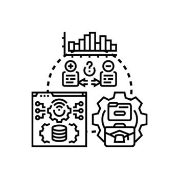 Identifying risks set complex workflows business processes vector