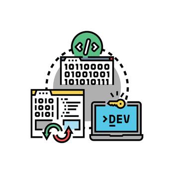 Developer creating programming languages writing software code clean vector