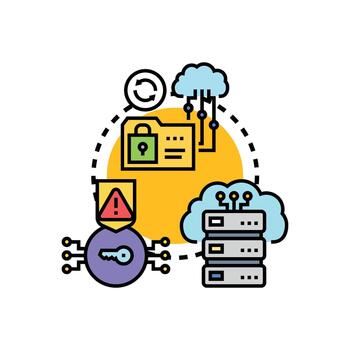 Secure digital data vault cloud computing concept clean vector