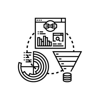 Producing analytics data and information processing. concept vector