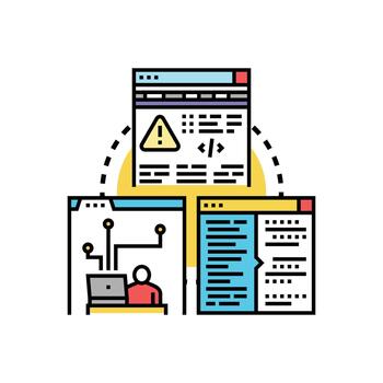 Debugging program. code detecting software error problems vector