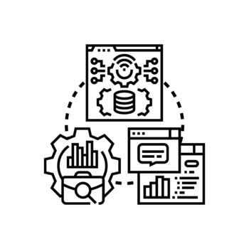 System implementation process designs workflow integrating data analytics vector