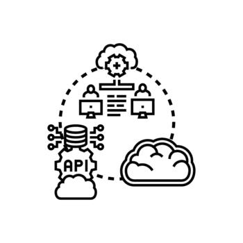 Cloud computing framework connecting users edition with data multipack services vector