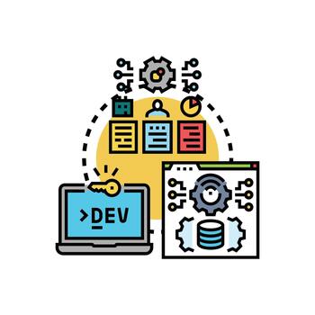 software desarrollo operaciones ciclo vital proceso estilizado multiestilo gerente vector