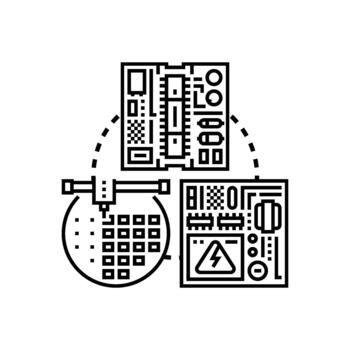 Electronic components developing processing microchips technology vector