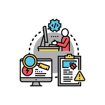 Identifying software issues in programming development process vector