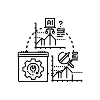 Predictive. forecasting process using artificial intelligence for data analysis vector