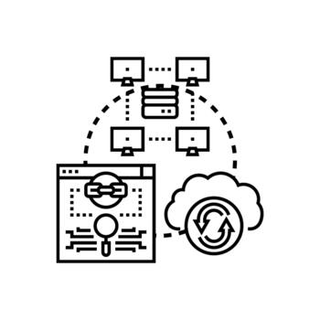 servidor conjunto datos enlace programación concepto ilustración vector