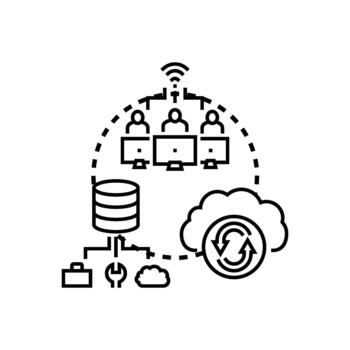 Network sharing files, data, cloud computing styles vector