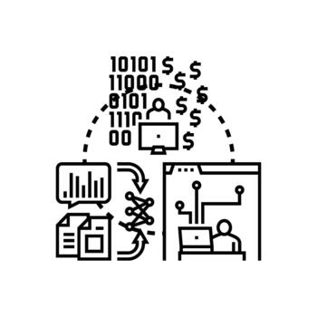 Creating digital content, programming, data concepts monetization vector