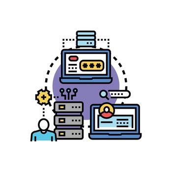 Admin authentication process securing system access multipack concept vector